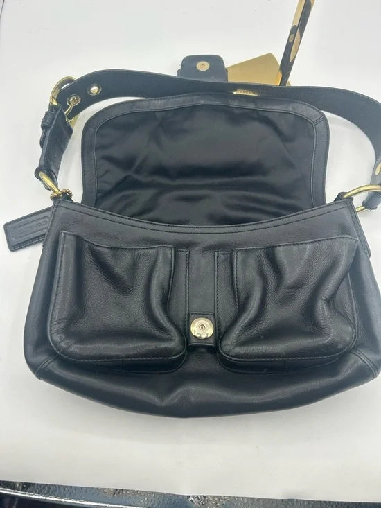 Coach Black Leather Shoulder Bag with Gold Hardware - Picture 8 of 16